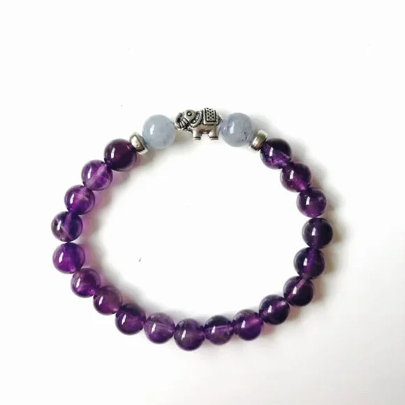 Purple Amethyst Elephant Mala Bracelet - Picture 2 of 8